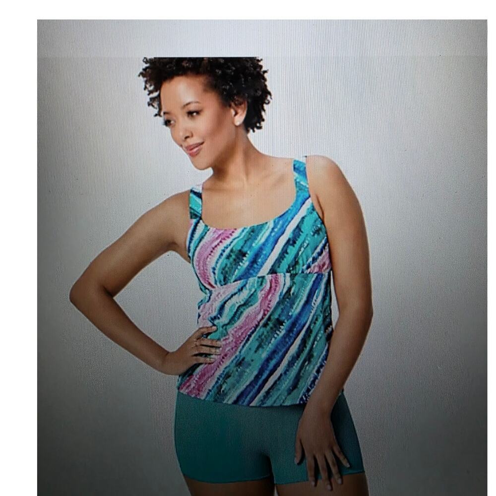 Kim Gravel X Swimsuit tankini w swim shorts womens size 14 NEW
